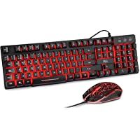 Rii RK108 Packs de Teclado y Ratón Gaming- Combo de Teclado y Ratón Avanzado Silencioso Tamaño Completo con USB Cable…